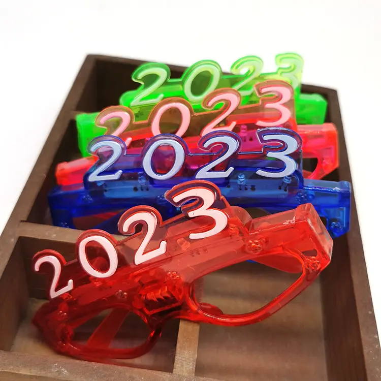 2023 Number LED Glowing Glasses 4pcs Light Up Glasses New Year Christmas Party Supplies Sets