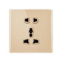 Enchufe de Pared Industrial Universal de 5 Pines, 13A 220V, Interruptores Eléctricos, Enchufes de Lujo de Vidrio Negro y Dorado, Toma de Corriente Múltiple