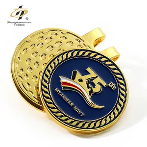 Op Maat Gemaakte Metalen Golfbal Marker Magnetische Zink Legering Metalen Golfbal Marker 3d Goud Emaille Logo Golf Hat Clip Ball Marker