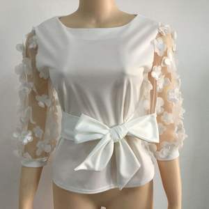 S-4XL Grande SizeSweet Elegante Delle Donne Della <span class=keywords><strong>Camicia</strong></span> Streetwear Bow Tie Casual Signore Della <span class=keywords><strong>Camicia</strong></span> Della Bolla Del Manicotto Della Lanterna Top Partito Camicetta da Donna Top - Product Image 2