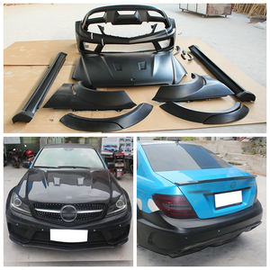 Mejora para Auto: Parachoques Delantero y Trasero de Fibra de Carbono Húmeda, Capó, Guardabarros, Nuevo, Compatible con Benz Clase C 2012-2014 W204 <span class=keywords><strong>Serie</strong></span> Negra - Product Image 2