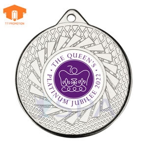 Personalised Queen Jubilee Platinum Jubilee <strong>Union</strong> <strong>Jack</strong> Medal Award With Red White Blue <strong>Ribbon</strong> - Product Image 3