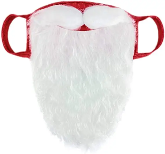Topeng Pesta Natal 2020, Topeng Wajah Jenggot Santa Claus Liburan Lucu untuk Dewasa