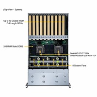 Serveur GPU Supermicro AS-4125GS-TNRT2 4U, double processeur AMD EPYC 9005, 10 GPU PCIe 5.0, DDR5, IA, apprentissage profond, HPC, serveur de centre de données