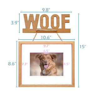 Wooden Photo <b>Frame</b> 15x8.6 Inch <b>Wall</b> Mounted Dog Keepsake Picture <b>Frame</b> For Living Room Home Decor - Product Image 1