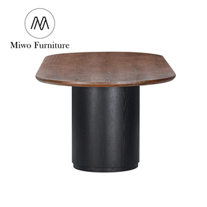 Meubles contemporains en noyer <span class=keywords><strong>vintage</strong></span> pour restaurant, ensemble <span class=keywords><strong>de</strong></span> table à manger en bois pour <span class=keywords><strong>8</strong></span> à 10 personnes et <span class=keywords><strong>chaises</strong></span>, table à manger ovale antique - Product Image 4