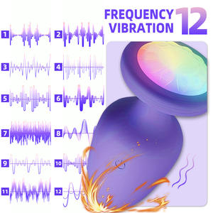 Vibrator Anal Plug Silikon Stimulasi Wanita 12 Frekuensi Lampu LED Terbaik Anal Plug Pemula untuk Wanita Mainan Seks Dewasa - Product Image 5