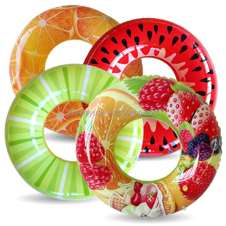 4PCS Fruit Inflatable Tubes Watermelon Orange Lemon Strawberry Swimming Rings Pool Floats Fun Water Toy For Kids Adults