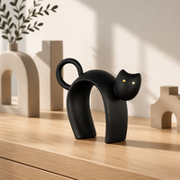Ensemble de sculptures de chats abstraits modernes ARM LVG, figurines en céramique noir mat et blanc, décoration nordique pour la maison, statue d'art pour étagère ou bureau