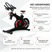 Vélo de spinning Bluetooth avec structure en acier, résistance magnétique réglable pour entraînement à domicile
