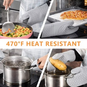 Food grade non slip textured handle silicone <b>oven</b> gloves heavy duty cooking gloves kitchen safety triangle silicone pot <b>rack</b> - Product Image 2