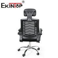 Fauteuil de Bureau Ekintop Noir, Mobilier de Bureau, Chaise Pivotante Réglable pour Salle de Conférence ou Visiteurs, Dossier en Maille