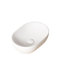 Lavabo vasque ovale blanc moderne pour salle de bain, 15" x 10", en granit, capacité 9L, garantie 5 ans, montage sur comptoir, céramique émaillée, avec drain