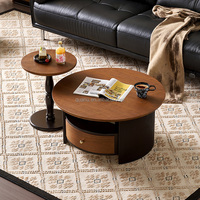 Ensemble table basse et meuble TV rond vintage Quanu DW1360, table basse de style vintage pour salon