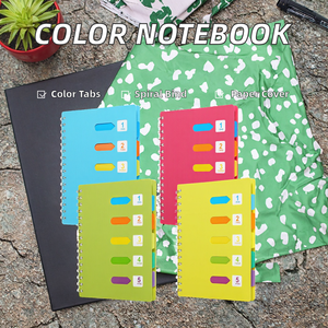 Cuaderno encuadernado en espiral de 120 hojas respetuoso con el medio ambiente, cubierta de papel duradera, divisores coloridos para uso en la oficina y toma de notas organizada - Product Image 4
