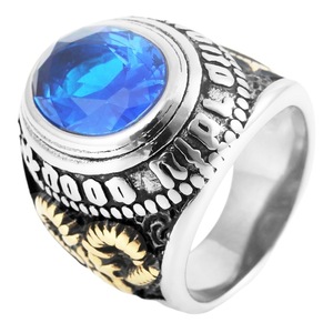 yunnique Men's <b>Titanium</b> Steel <b>Ring</b> With Blue Gemstone Star Pattern Bezel Setting Fashion Jewelry Gift - Product Image 5