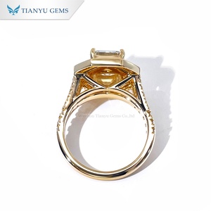 TIANYU GEMS แหวนแต่งงานผู้ชายทองคำ 14K สีเหลือง ประดับเพชรทรง Asche ขนาด 7*7 กะรัต - Product Image 3