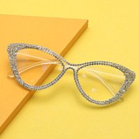 2023 plus récent chat vintage fait à la main incrusté de diamants cadre fin INS rétro tendance métal anti-bleu lunettes optiques