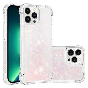 Quicksand lỏng mềm TPU trường hợp điện thoại cho Iphone 15 14 cộng với 13 12 mini 11 Pro Max Bling phong cách chống sốc năng động Cover quay lại