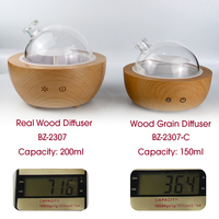 Diffuseur en verre 200ml Diffuseur d'aromathérapie Diffuseur d'arôme d'huile essentielle en bois véritable pour la maison