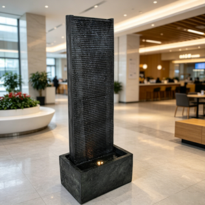 Fuente de Agua Vertical de Pizarra Negra con Luz <span class=keywords><strong>LED</strong></span> para Exteriores, Patio, Jardín, Decoración al por Mayor - Product Image 1