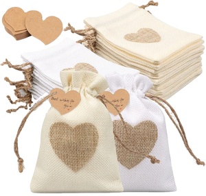 Sacs en jute rustiques avec cordon de serrage, petites pochettes en lin pour bijoux, emballages cadeaux, faveurs de mariage, sacs à bonbons - Product Image 1