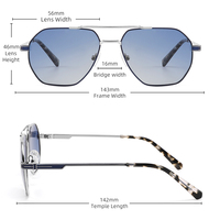 Lunettes de soleil SENTA Fashion Luxury Pilot Shape Frame Metal, nouveau design, double pont, verres dégradés, unisexes, métalliques