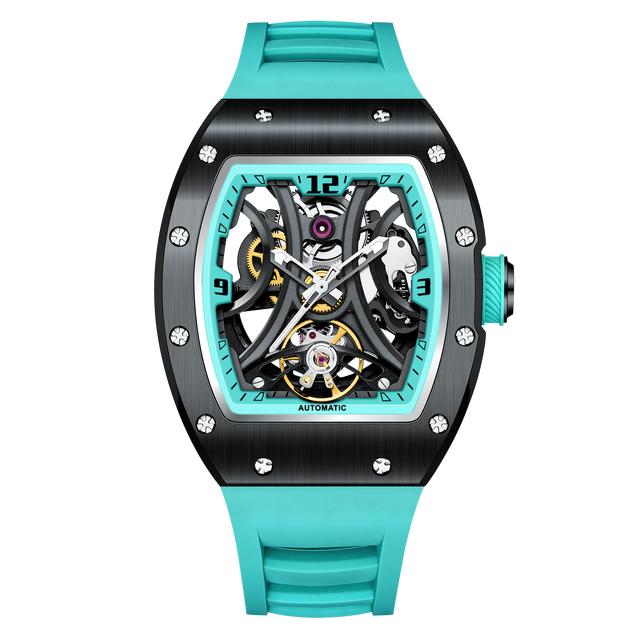 Latest Carbon Fiber Mechanical Wristwatch Tourbillon Automatic Watches Luxury Hollow Dial Men's Watch