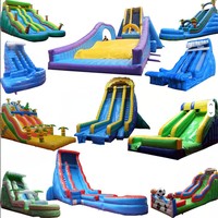 Toboggan aquatique gonflable rose sur mesure en PVC double voie, grand format, durable, avec grande piscine, prix usine