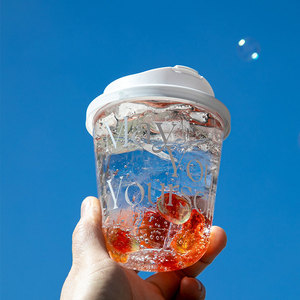 Tùy Chỉnh Takeaway Để Đi Dùng Một Lần Rõ Ràng U Hình 12Oz Cốc Nhựa Và Nắp Đậy Bìa <span class=keywords><strong>Set</strong></span> Với Logo Cho Matcha Trà Đá Đồ Uống 400Ml - Product Image 3