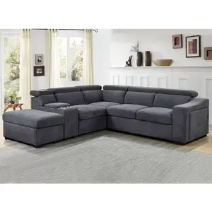 Neues Design heißer Verkauf Sofa-Möbel Schnellladegerät Tassenhalter funktionelles Sofa-Set hat einziehbares Bett und Ablage Wohnzimmer-Sofa