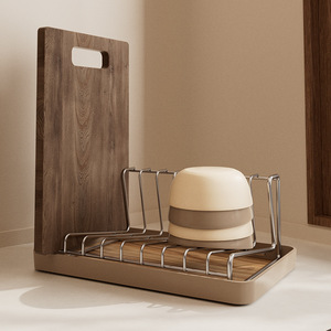 Modern Kitchen Stainless Steel Draining Rack for Bowls <b>Dishes</b> Household Countertop Storage Organizer Water-collecting Tray - Product Image 2