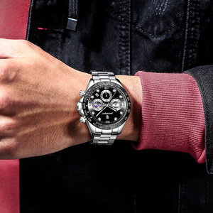 Relojes de Pulsera de Cuarzo Poedagar para Hombre, Nuevos, de Moda, Ultrafinos, con Cronógrafo, Calendario, Resistentes al Agua, con Correa de Acero Inoxidable - Product Image 5