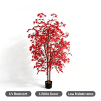 Vente en gros usine : Arbre d'érable rouge artificiel résistant aux UV, en pot, plante d'érable d'automne à toucher réel, pour la décoration intérieure et extérieure des maisons et hôtels