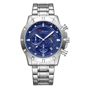 Montre pour homme en acier inoxydable étanche avec cadran soleil <span class=keywords><strong>lune</strong></span> étoile quartz classique tendance lumineuse Makawer 1905 - Product Image 4