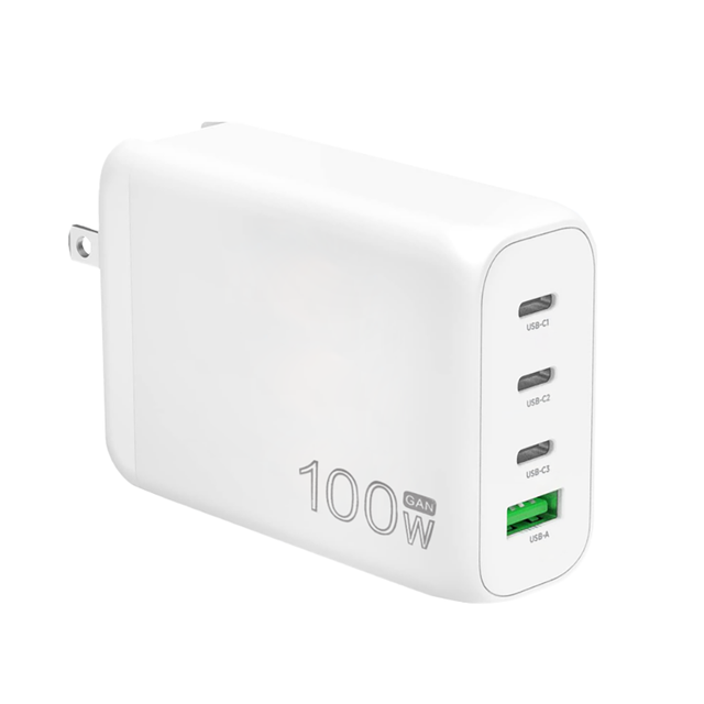 100W GaN Charger PD 3.0 QC Foldable 4-Port 3C+1A Wall Travel Fast Charger for Laptops Tablets Smartphones