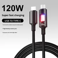 Câble de charge rapide double Type-C 5A avec gaine en TPE pour téléphones mobiles Oppo/Vivo/Apple/Huawei, écouteurs et tablettes