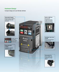 Alto rendimiento Delta VFD 0.4kw 230V VFD2A8MS23ANSAA AC Drive Serie trifásica MS300 ampliamente utilizada en stock - Product Image 3