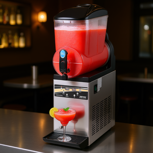 Distributeur de boissons glacées commercial Vevor 16L, machine à slush, acier inoxydable, électrique, 2 robinets, finition métal brossé - Product Image 2