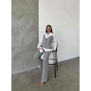 Sweater Detail <b>Knit</b> <b>Set</b> 1514 - Gray - Product Image 1