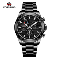 Forsining Golden Acero inoxidable 2021 Power Reservce Relojes de pulsera mecánicos Fecha completa Reloj automático Hombres Relogio automático