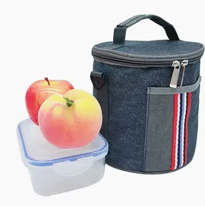 Professional China Manufacturer Factory provide OEM ODM Sample Service Oxford Denim Colors Barrel Round Cooler Lunch Bag