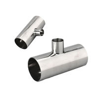 Coude sanitaire en acier inoxydable lisse argenté 304 316L, 90 degrés, soudé, avec bouchon croisé, soudure sans soudure, raccord de tuyauterie d'eau ISO