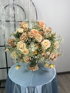 Nueva Bola de Rosas Estrelladas Color Champán de 55 cm, Decoración Floral para Mesa de Boda, Flor Artificial Preservada - Product Image 5
