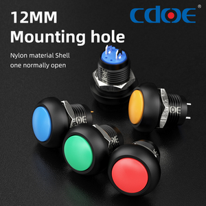 مفاتيح دفع حمراء وخضراء وزرقاء بقبة رأس 12 مفتاح من النايلون مؤقت 1no زر دفع - Product Image 2