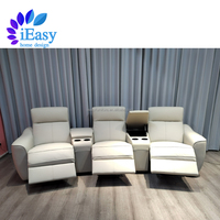 Sofá Reclinable Eléctrico de Cuero de Grano Completo IEasy Curve para Cine en Casa, Sillón Reclinable Moderno de 3 Plazas