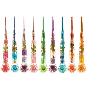 Kit de <span class=keywords><strong>crochet</strong></span> 9 pièces en oxyde d'aluminium coloré avec poignée transparente en forme de fleur pour la création de bijoux DIY - Product Image 2