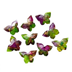 Cuentas de piedras preciosas talladas en forma de mariposa, color rojo rubí y turquesa, de 14 mm, cuentas sueltas para la fabricación de joyería, venta al por mayor. - Product Image 1