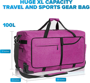 Sac <span class=keywords><strong>de</strong></span> voyage pliable imperméable en polyester avec logo personnalisé, style anglais, motif géométrique, pour femmes, hommes et filles, idéal pour <span class=keywords><strong>la</strong></span> gym et les week-ends. - Product Image 3