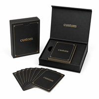 Cartes à jouer promotionnelles personnalisées pour la finance, cadeau d'entreprise haut de gamme, papier à noyau noir avec logo en feuille d'or